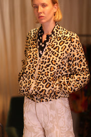 SILK BOMBER JACKET ANCHA LEO PRINT - sustainably made MOMO NEW YORK sustainable clothing, coatandjacket slow fashion