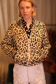 SILK BOMBER JACKET ANCHA LEO PRINT - sustainably made MOMO NEW YORK sustainable clothing, coatandjacket slow fashion