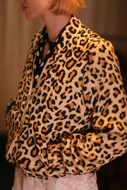 SILK BOMBER JACKET ANCHA LEO PRINT - sustainably made MOMO NEW YORK sustainable clothing, coatandjacket slow fashion
