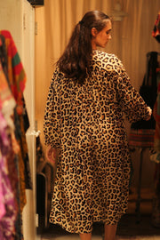 SILK DRESS ELIZABETH LEO PRINT - sustainably made MOMO NEW YORK sustainable clothing, Boho Chic Dress slow fashion