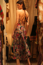 SILK DRESS HANNAH BLACK JUNGLE FEVER - sustainably made MOMO NEW YORK sustainable clothing, Boho Chic Dress slow fashion