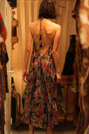 SILK DRESS HANNAH BLACK JUNGLE FEVER - sustainably made MOMO NEW YORK sustainable clothing, Boho Chic Dress slow fashion