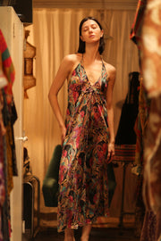 SILK DRESS HANNAH BLACK JUNGLE FEVER - sustainably made MOMO NEW YORK sustainable clothing, Boho Chic Dress slow fashion