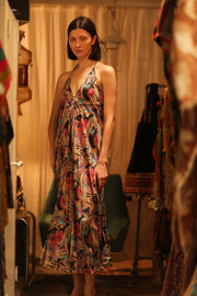 SILK DRESS HANNAH BLACK JUNGLE FEVER - sustainably made MOMO NEW YORK sustainable clothing, Boho Chic Dress slow fashion
