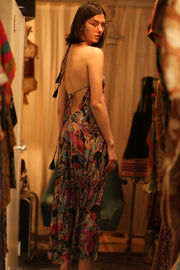 SILK DRESS HANNAH BLACK JUNGLE FEVER - sustainably made MOMO NEW YORK sustainable clothing, Boho Chic Dress slow fashion
