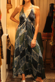 SILK DRESS HANNAH BLUE PAINTER EDIT - sustainably made MOMO NEW YORK sustainable clothing, dress slow fashion