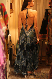 SILK DRESS HANNAH BLUE PAINTER EDIT - sustainably made MOMO NEW YORK sustainable clothing, dress slow fashion