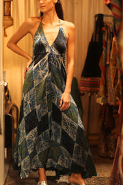 SILK DRESS HANNAH BLUE PAINTER EDIT - sustainably made MOMO NEW YORK sustainable clothing, dress slow fashion