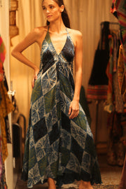 SILK DRESS HANNAH BLUE PAINTER EDIT - sustainably made MOMO NEW YORK sustainable clothing, dress slow fashion