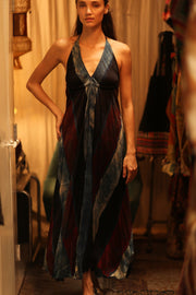 SILK DRESS HANNAH BLUE STRIPE OCEAN EDIT - sustainably made MOMO NEW YORK sustainable clothing, dress slow fashion