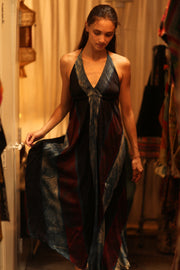 SILK DRESS HANNAH BLUE STRIPE OCEAN EDIT - sustainably made MOMO NEW YORK sustainable clothing, dress slow fashion