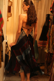 SILK DRESS HANNAH BLUE STRIPE OCEAN EDIT - sustainably made MOMO NEW YORK sustainable clothing, dress slow fashion