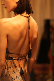 SILK DRESS HANNAH GREY PAINTER EDIT - sustainably made MOMO NEW YORK sustainable clothing, dress slow fashion