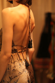 SILK DRESS HANNAH GREY PAINTER EDIT - sustainably made MOMO NEW YORK sustainable clothing, dress slow fashion