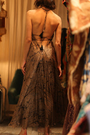 SILK DRESS HANNAH GREY PAINTER EDIT - sustainably made MOMO NEW YORK sustainable clothing, dress slow fashion