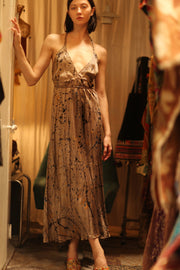 SILK DRESS HANNAH GREY PAINTER EDIT - sustainably made MOMO NEW YORK sustainable clothing, dress slow fashion