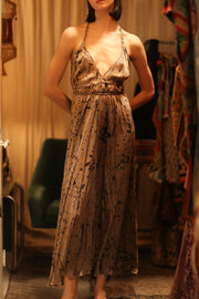 SILK DRESS HANNAH GREY PAINTER EDIT - sustainably made MOMO NEW YORK sustainable clothing, dress slow fashion