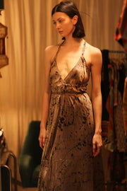 SILK DRESS HANNAH GREY PAINTER EDIT - sustainably made MOMO NEW YORK sustainable clothing, dress slow fashion