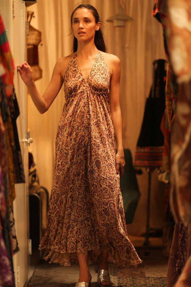 SILK DRESS HANNAH INDIAN SUMMER - sustainably made MOMO NEW YORK sustainable clothing, Boho Chic Dress slow fashion