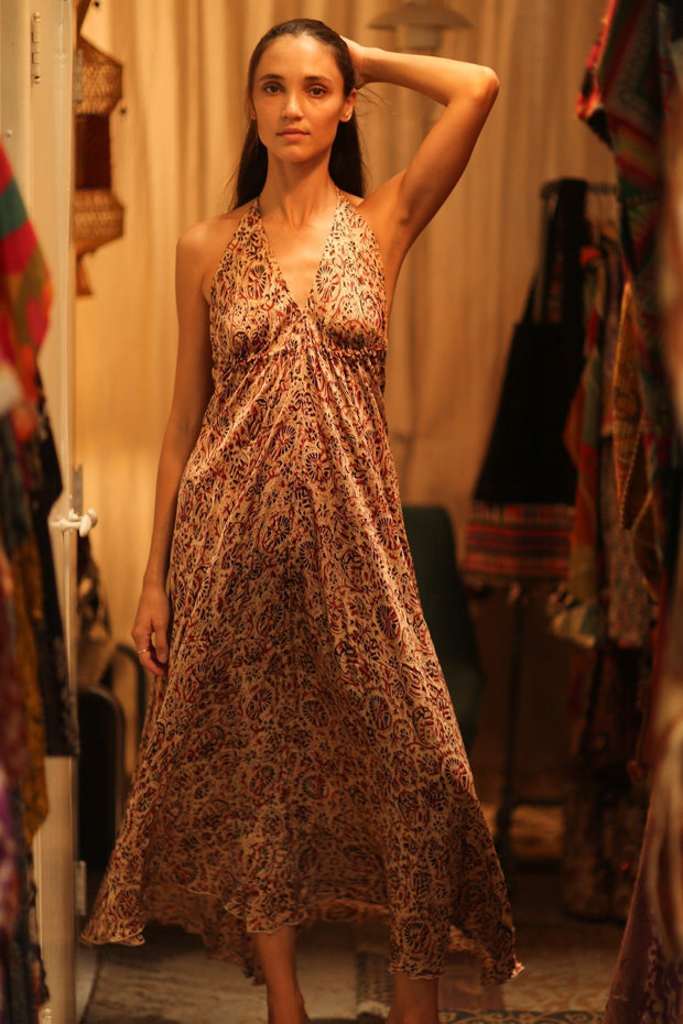 SILK DRESS HANNAH INDIAN SUMMER - sustainably made MOMO NEW YORK sustainable clothing, Boho Chic Dress slow fashion