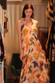 SILK DRESS HANNAH LEAF PRINT - sustainably made MOMO NEW YORK sustainable clothing, slow fashion