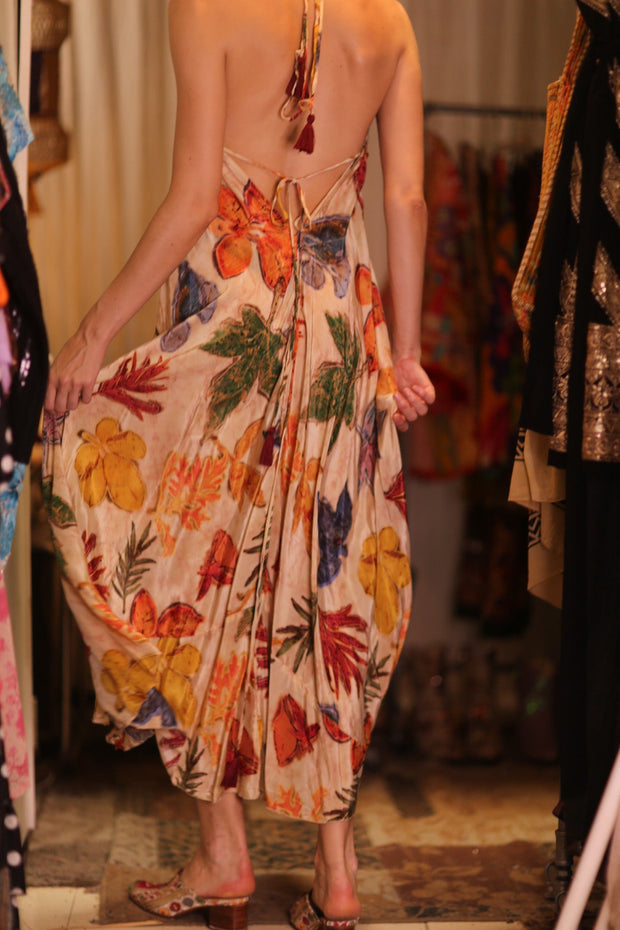 SILK DRESS HANNAH LEAF PRINT - sustainably made MOMO NEW YORK sustainable clothing, slow fashion
