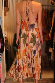 SILK DRESS HANNAH LEAF PRINT - sustainably made MOMO NEW YORK sustainable clothing, slow fashion