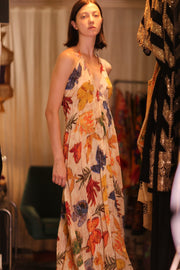 SILK DRESS HANNAH LEAF PRINT - sustainably made MOMO NEW YORK sustainable clothing, slow fashion