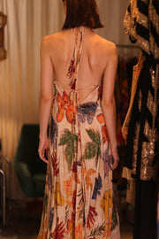 SILK DRESS HANNAH LEAF PRINT - sustainably made MOMO NEW YORK sustainable clothing, slow fashion
