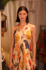SILK DRESS HANNAH LEAF PRINT - sustainably made MOMO NEW YORK sustainable clothing, slow fashion