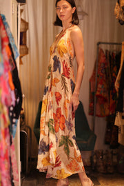 SILK DRESS HANNAH LEAF PRINT - sustainably made MOMO NEW YORK sustainable clothing, slow fashion