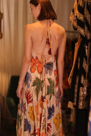 SILK DRESS HANNAH LEAF PRINT - sustainably made MOMO NEW YORK sustainable clothing, slow fashion