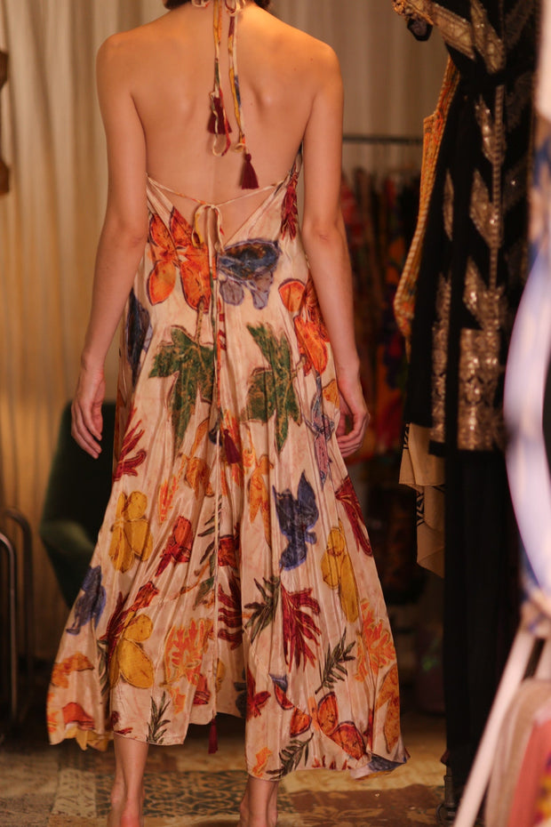 SILK DRESS HANNAH LEAF PRINT - sustainably made MOMO NEW YORK sustainable clothing, slow fashion