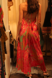SILK DRESS HANNAH PINK JUNGLE - sustainably made MOMO NEW YORK sustainable clothing, dress slow fashion