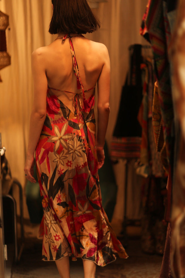 SILK DRESS HANNAH SUMMER NIGHTS - sustainably made MOMO NEW YORK sustainable clothing, Boho Chic Dress slow fashion