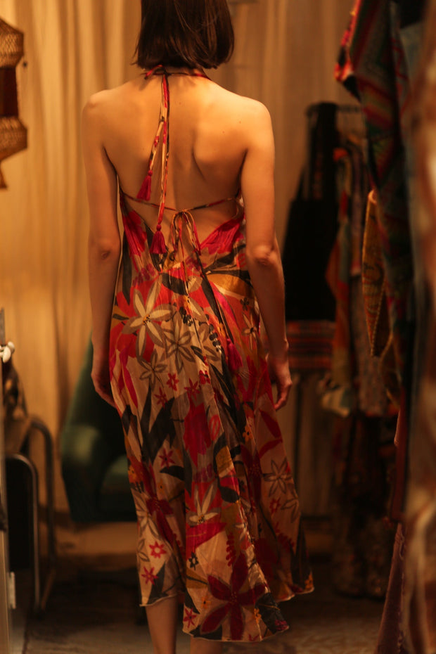 SILK DRESS HANNAH SUMMER NIGHTS - sustainably made MOMO NEW YORK sustainable clothing, Boho Chic Dress slow fashion