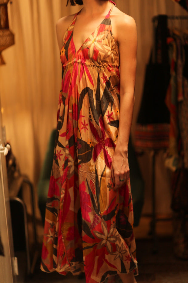 SILK DRESS HANNAH SUMMER NIGHTS - sustainably made MOMO NEW YORK sustainable clothing, Boho Chic Dress slow fashion