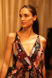 SILK DRESS LILY EMBROIDERED INDIA - sustainably made MOMO NEW YORK sustainable clothing, Boho Chic Dress slow fashion