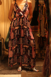 SILK DRESS LILY EMBROIDERED INDIA - sustainably made MOMO NEW YORK sustainable clothing, Boho Chic Dress slow fashion