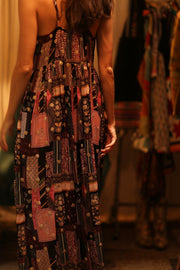 SILK DRESS LILY EMBROIDERED INDIA - sustainably made MOMO NEW YORK sustainable clothing, Boho Chic Dress slow fashion