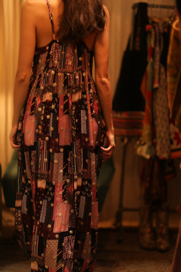 SILK DRESS LILY EMBROIDERED INDIA - sustainably made MOMO NEW YORK sustainable clothing, Boho Chic Dress slow fashion