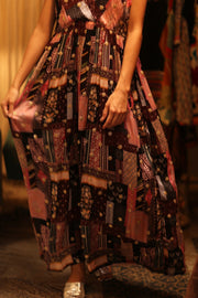 SILK DRESS LILY EMBROIDERED INDIA - sustainably made MOMO NEW YORK sustainable clothing, Boho Chic Dress slow fashion