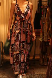 SILK DRESS LILY EMBROIDERED INDIA - sustainably made MOMO NEW YORK sustainable clothing, Boho Chic Dress slow fashion