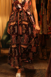 SILK DRESS LILY EMBROIDERED INDIA - sustainably made MOMO NEW YORK sustainable clothing, Boho Chic Dress slow fashion