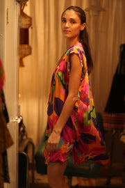 SILK DRESS MARY COLOR BOMB - sustainably made MOMO NEW YORK sustainable clothing, dress slow fashion