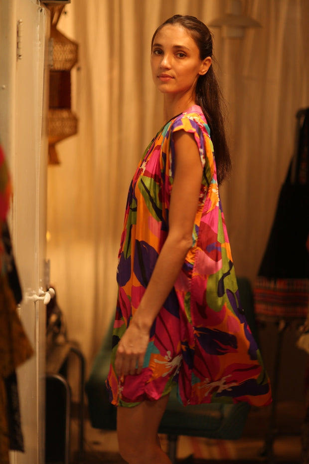 SILK DRESS MARY COLOR BOMB - sustainably made MOMO NEW YORK sustainable clothing, dress slow fashion