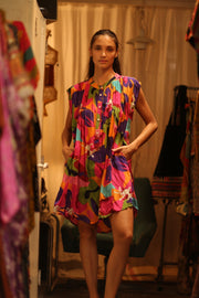 SILK DRESS MARY COLOR BOMB - sustainably made MOMO NEW YORK sustainable clothing, dress slow fashion