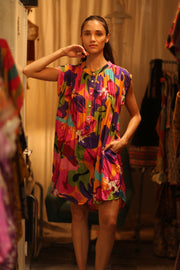 SILK DRESS MARY COLOR BOMB - sustainably made MOMO NEW YORK sustainable clothing, dress slow fashion