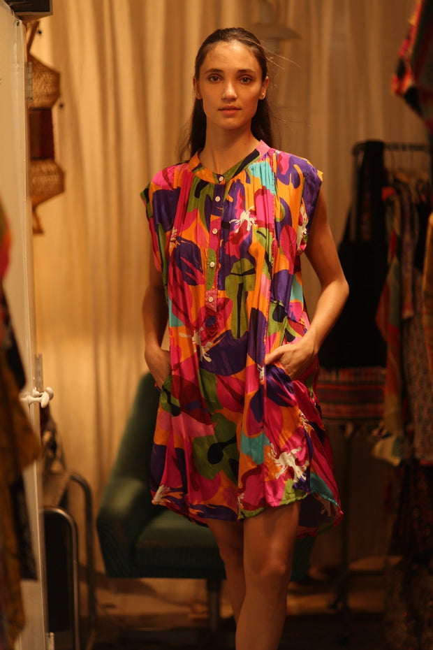 SILK DRESS MARY COLOR BOMB - sustainably made MOMO NEW YORK sustainable clothing, dress slow fashion