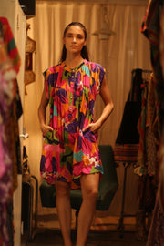 SILK DRESS MARY COLOR BOMB - sustainably made MOMO NEW YORK sustainable clothing, dress slow fashion
